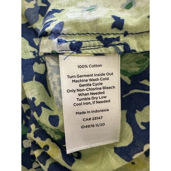 Talbots Blue Yellow White Floral Print LS Womens Top Size XS Ruffle Trim - Picture 7 of 8